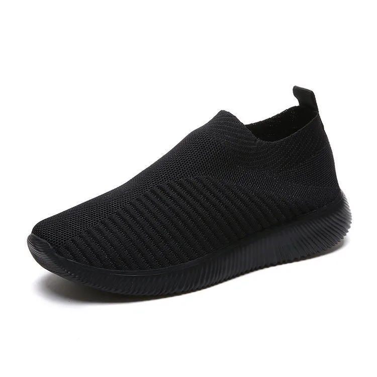 Flying Woven Flat-heeled Rubber Round Headgear Flat Shoes Women - Black