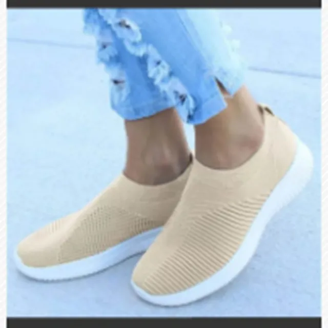 Flying Woven Flat heeled Rubber Round Headgear Flat Shoes Women Apricot - Shop at LoveMi