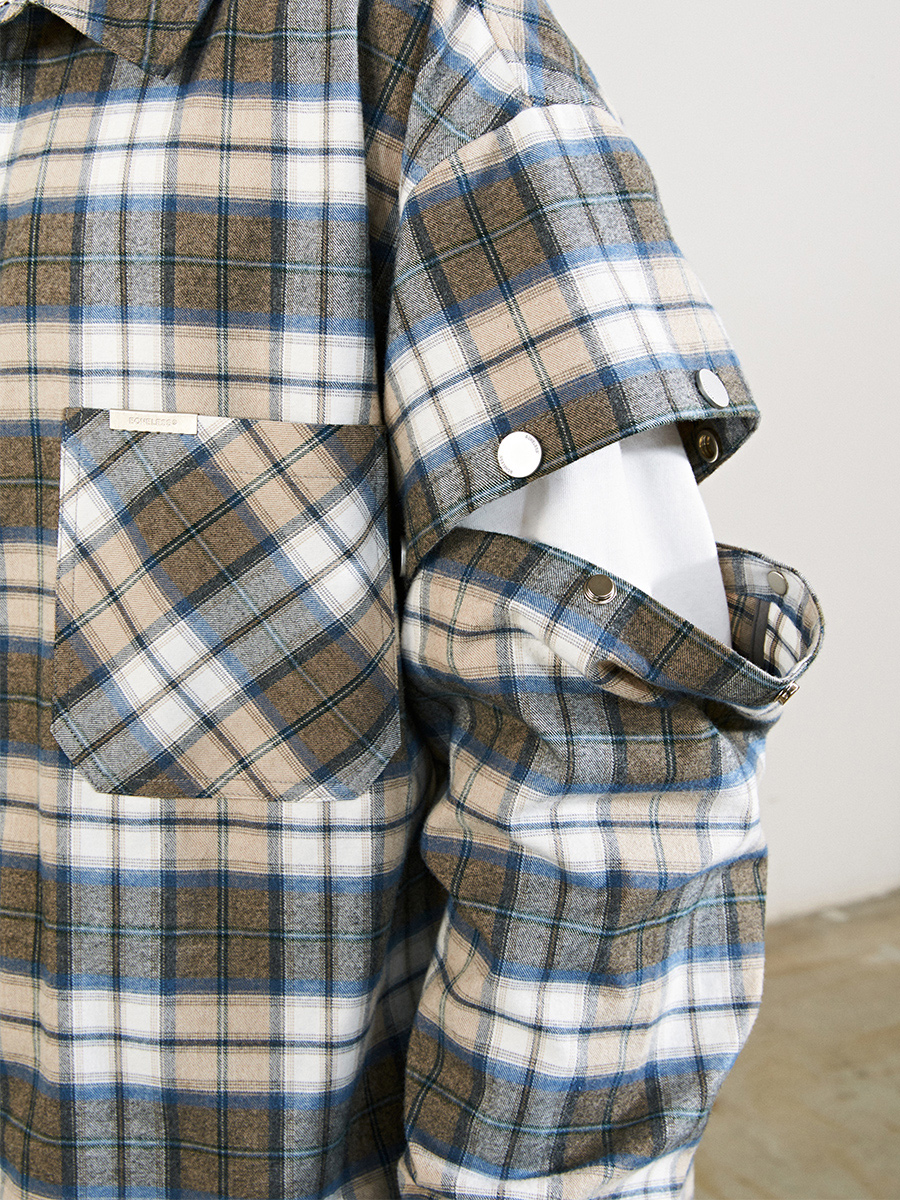 Title 2, Check Shirt With Detachable Cuffs Men