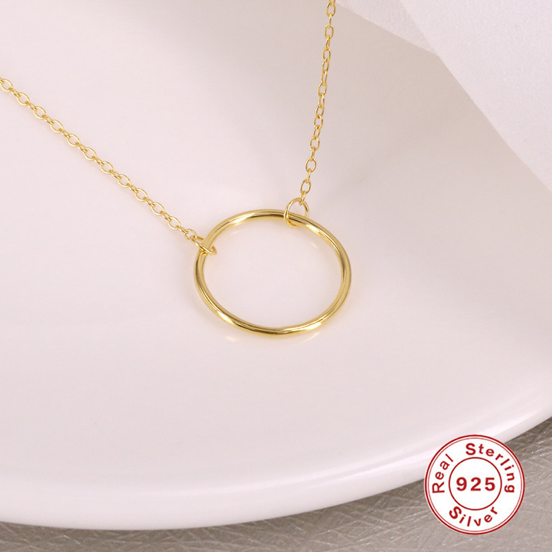 10mm Geometric Round Pendant Simple Clavicle Chain