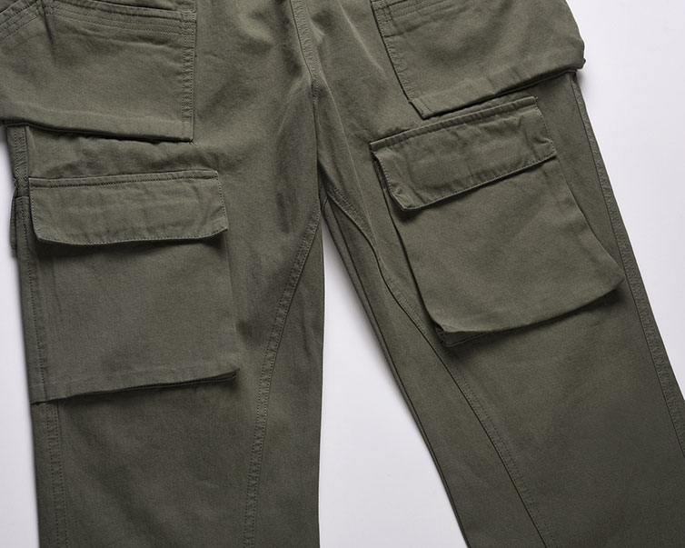 سروال فضفاض طويل بجيب ثلاثي الأبعاد وتصميم عملي باللون الأسود الداكن