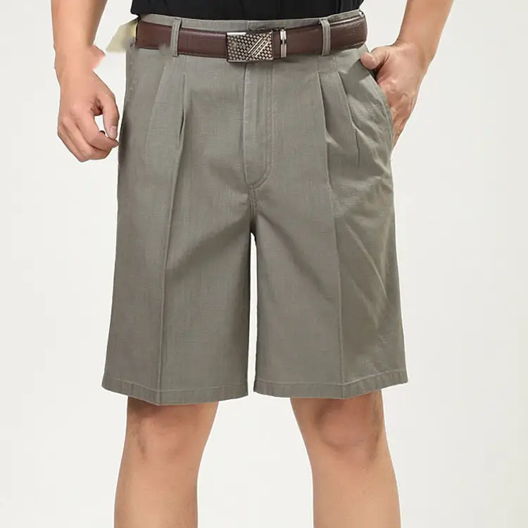 Middle-Aged And Elderly Double Pleated Cotton And Linen Trousers