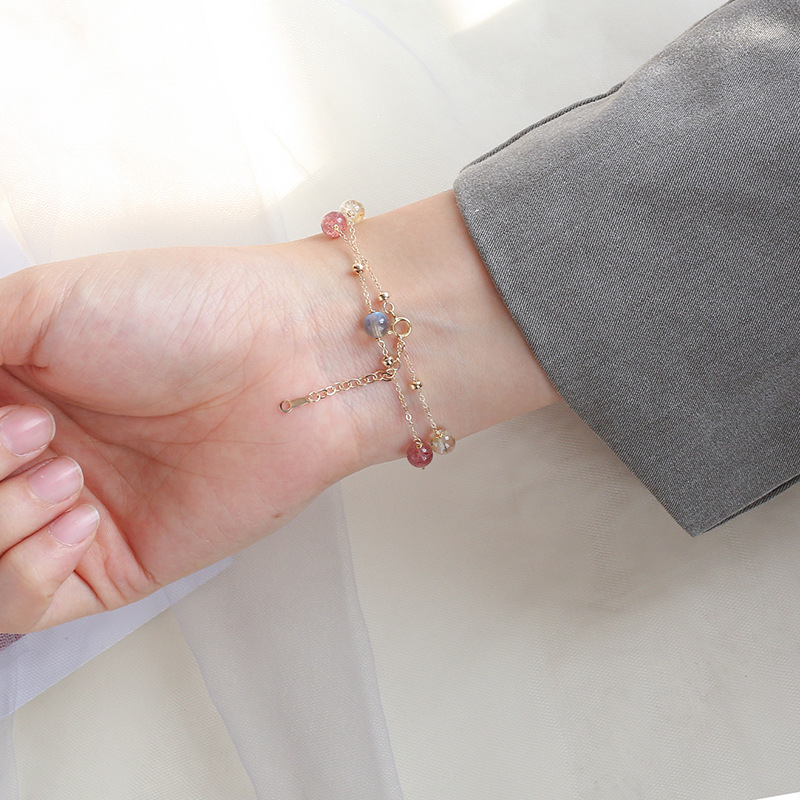 Natural Crystal Bracelet Female Grey Moonlight Double Bracelet