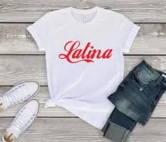 Latina Red Print Women T-shirts Cotton Casual Funny T Shirt - White - View 1
