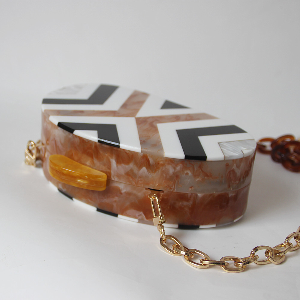 Diagonal Bag Geometric Stitching Acrylic Bag