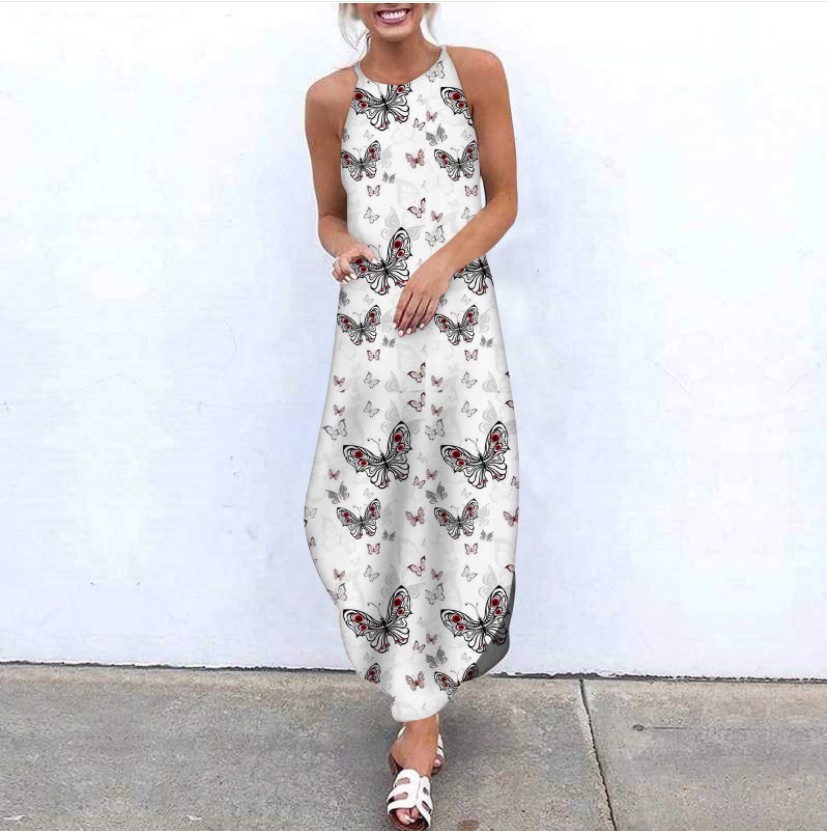 Ladies Cotton And Linen Print Fashion Long Skirt