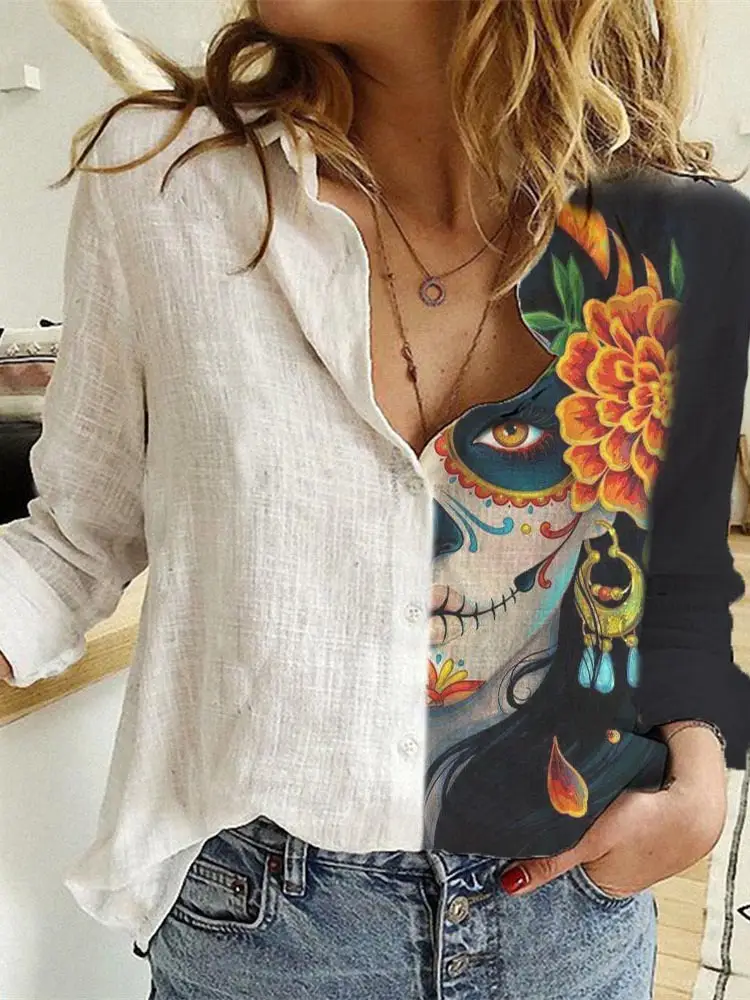 Autumn And Winter New Positioning Printing Long-Sleeved Buttoned Professional Shirt