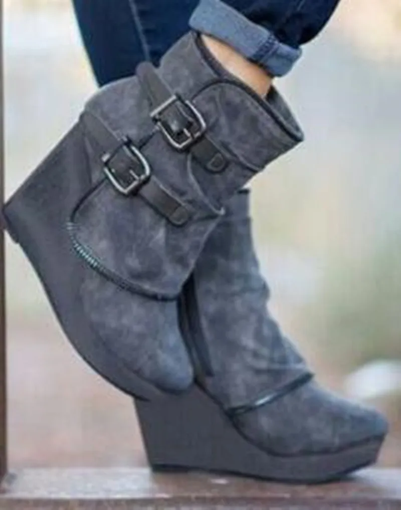 New Autumn And Winter Long-tube Women's Boots - Grey