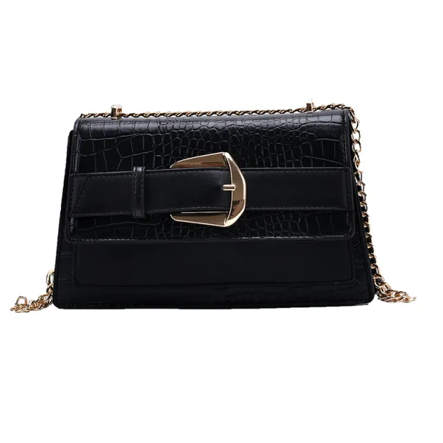 Net Celebrity Chain Small Bag Handbags New Korean Version Of The Stone Grain Messenger Bag Ins Small Shoulder Bag Tide Net Black - Shop at LoveMi