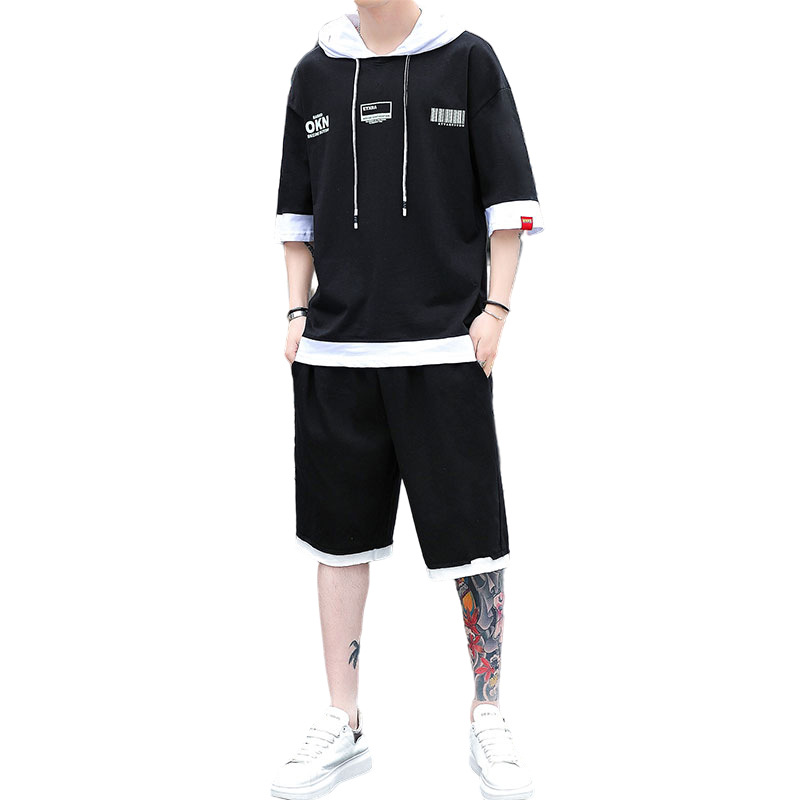 Men's Casual Sports Suit Short-sleeved T-shirt Trendy Brand Loose