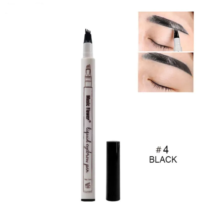 Waterproof Natural Eyebrow Pen Four claw Eye Brow Tint Fork Tip Eyebrow Tattoo Pencil Black - Shop at LoveMi