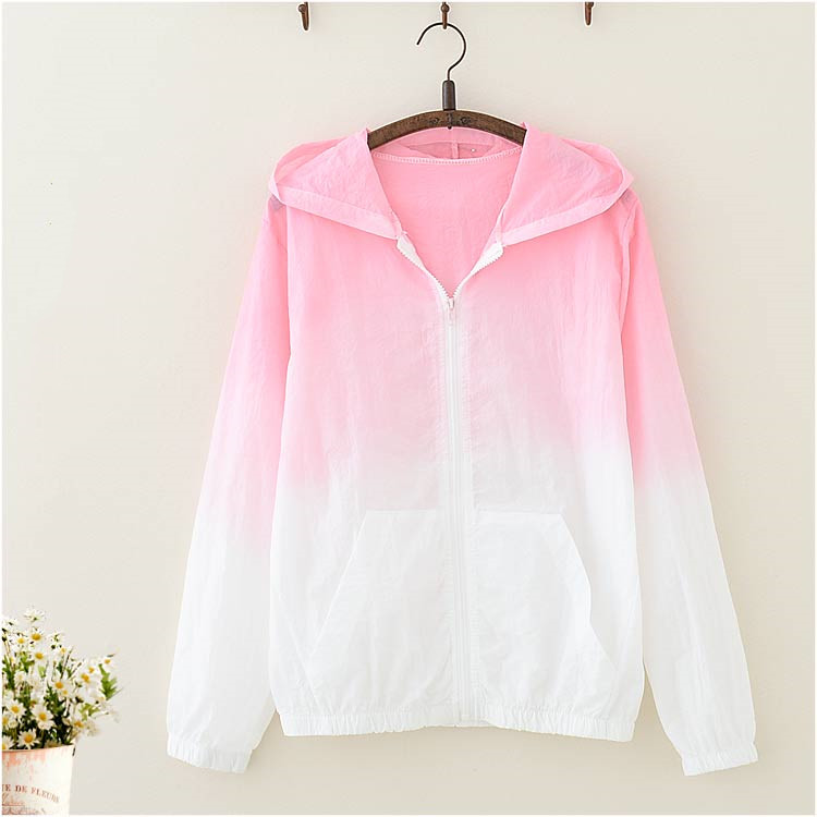 Gradient Color Hooded Thin Coat Student Girl Sunscreen Clothes