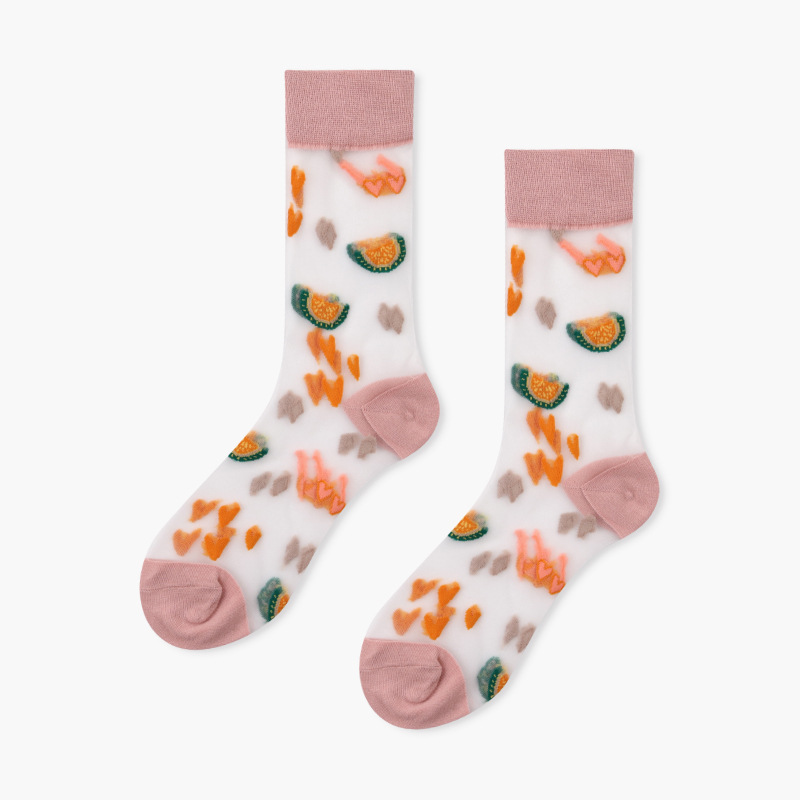 Title 7, Chaussettes Tube en cristal pour femmes, bas fi...