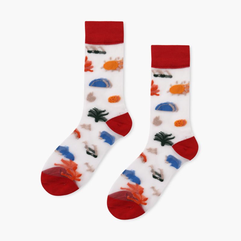 Crystal Socks Women'S Tube Socks Spring And Summer Thin Japanese Glass Stockings Cute Net Red Ins Tide High Socks