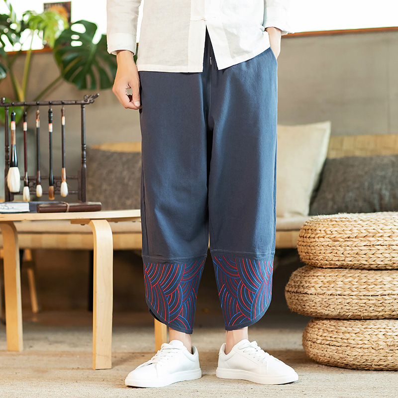 Title 4, Pantalon droit ample en lin taille mi-haute cou...