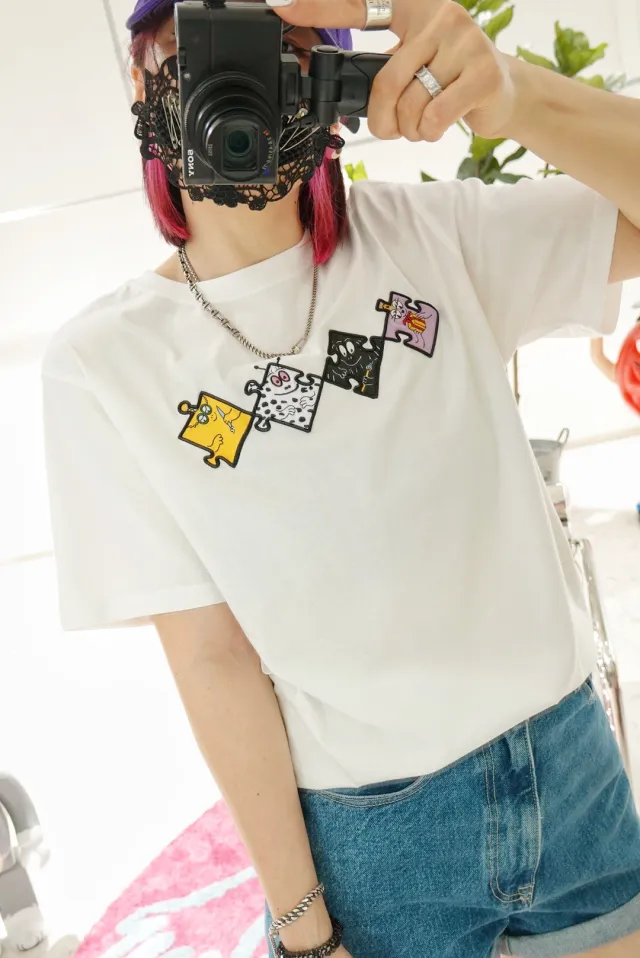 Paper Bag Summer Casual Round Neck Fun Cute Short Sleeves Thin Baba Dad Loose Shirt T White - Shop at LoveMi