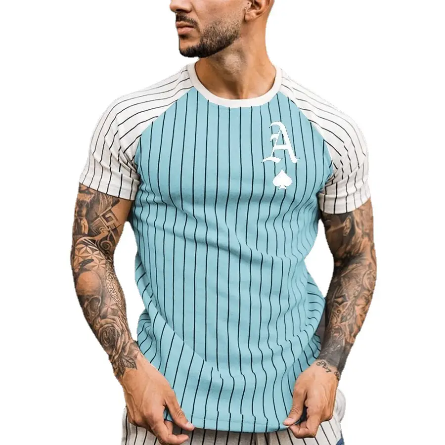 Casual Round Neck Short Sleeve Printed Long Pullover Men'S T-Shirt