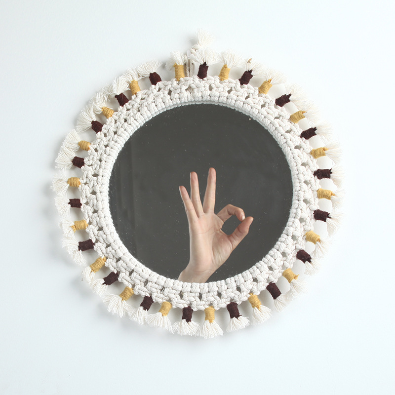 Mirror Handmade Tapestry Makeup Mirror Bedside Decoration Wall Hanging