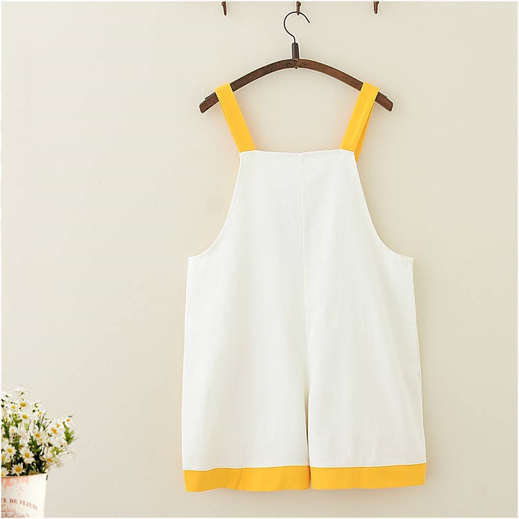 Puppy Embroidered Overalls Shorts Students