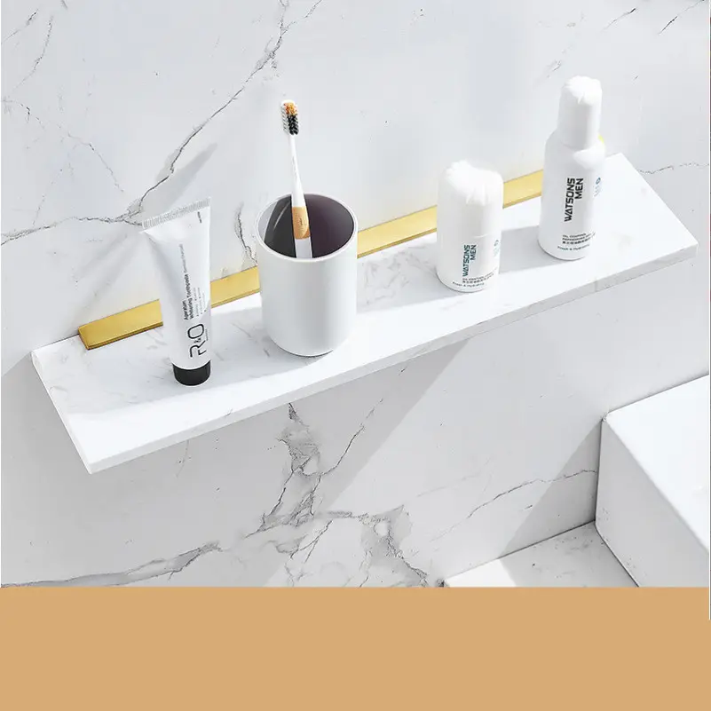 Nordic Lightweight Marble Bathroom Rack Wall Mirror Front Cosmetics