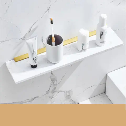 Nordic Lightweight Marble Bathroom Rack Wall Mirror Front Cosmetics