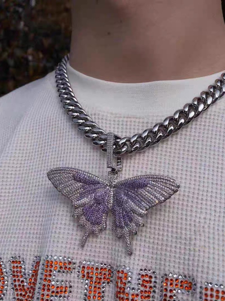 White Gold Full Diamond Butterfly Pendant