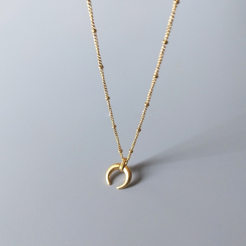 Golden Crescent Pendant Titanium Steel Collarbone Chain