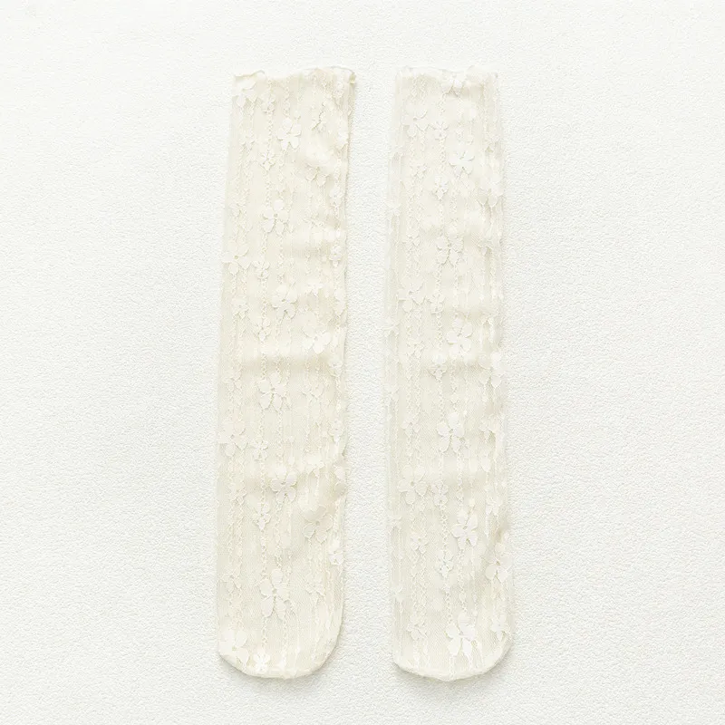 Socks Women's Tube Socks Transparent Lace Spring And Summer Piled Socks Thin Net Yarn Glass Socks Day - Beige