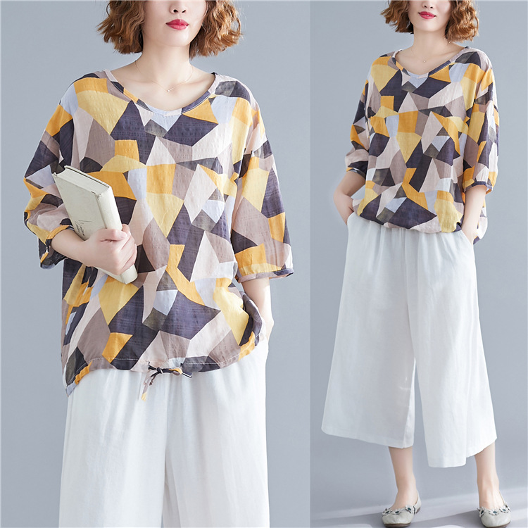 Summer Print Loose And Slim Fashion V-neck