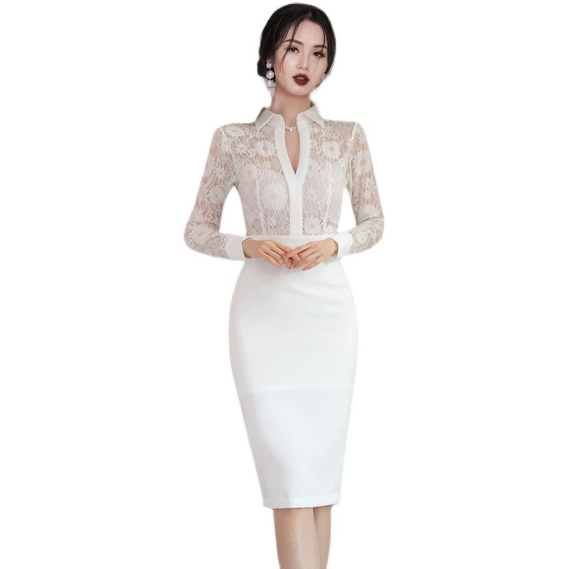 Spring New Korean Ladies Temperament Self-cultivation Stitching Lace
