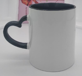 Coated Mug Heart Shaped Handle Inner Color Cup Ceramic Cup Customized