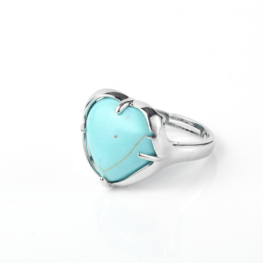 Heart-shaped Natural Crystal Stone Opening Adjustable Ring