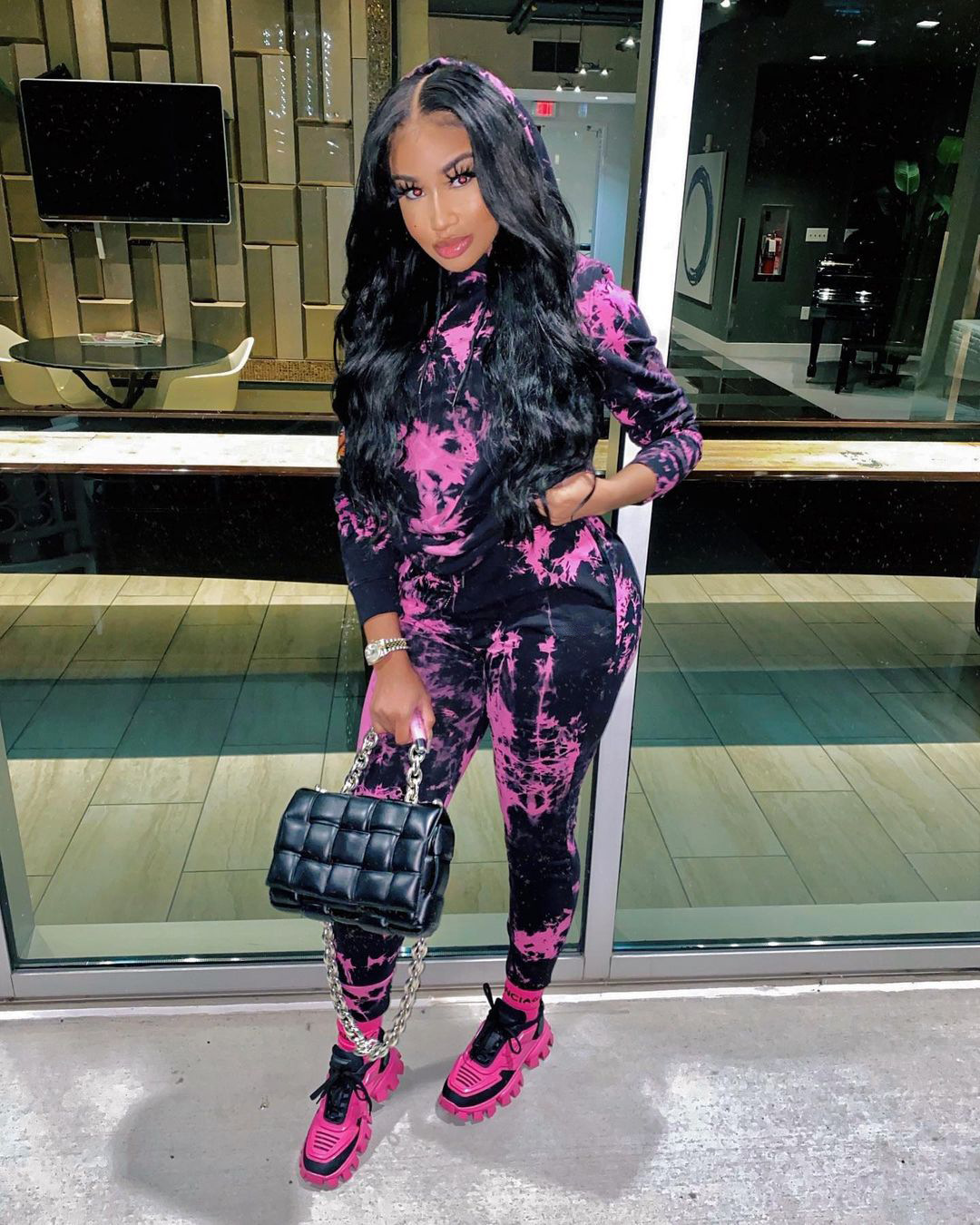  Autumn And Winter New Tie-dye Hooded Two-piece Suit