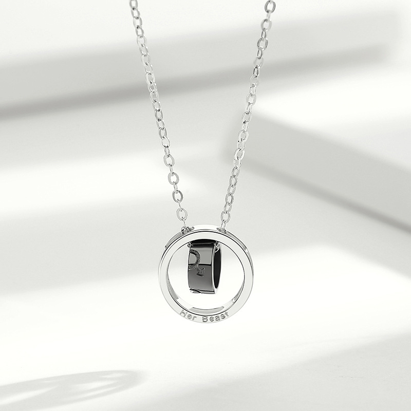 Sterling Silver Beauty And Beast Lovers Necklace