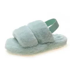 Furry Elastic Home Furnishing Slippers - Green - View 1