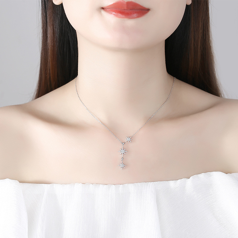 Six-pointed Star Necklace Temperament Light Luxury Female 925 Sterling Silver