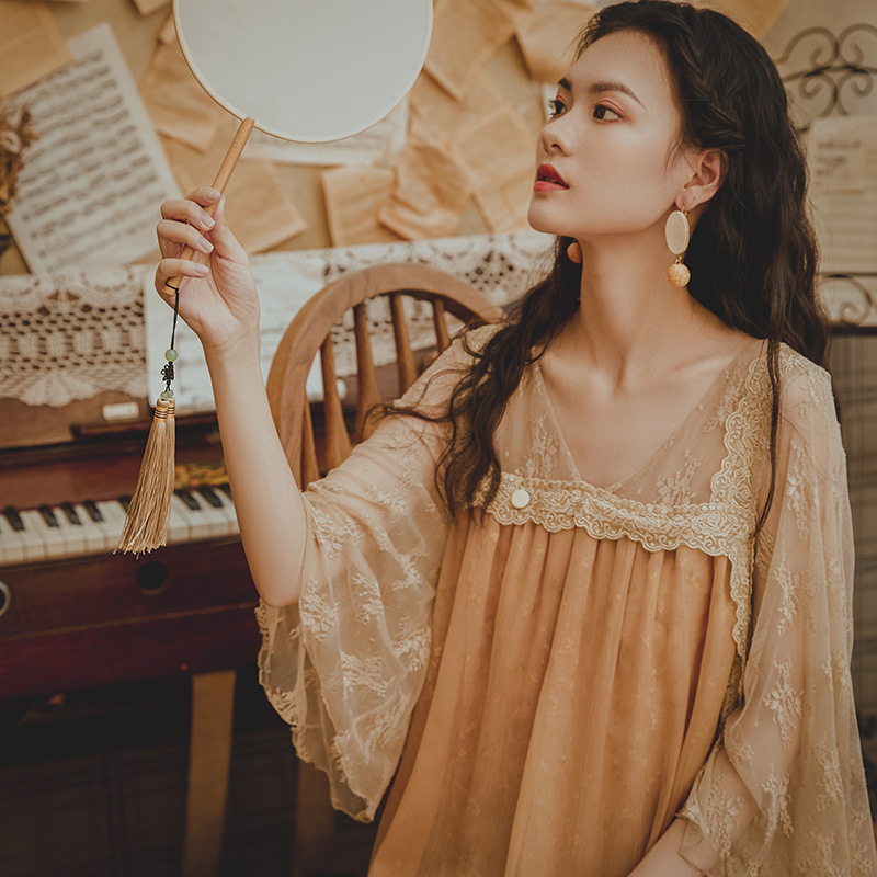 Embroidered V-Neck Long Dress, picture 5 of 5