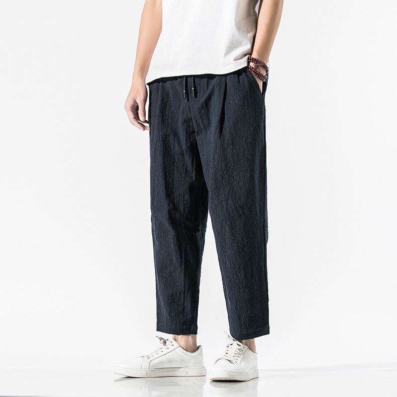 Cotton And Linen Plus Size Loose Cropped Trousers