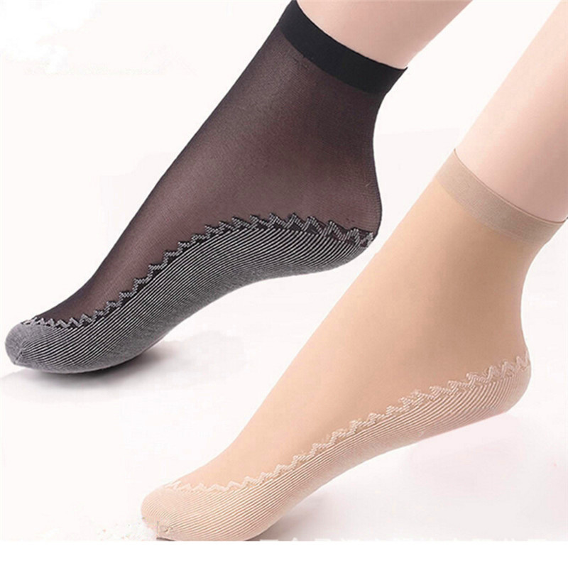 Title 5, Ladies Cotton Bottom Short Stockings Non-Slip C...