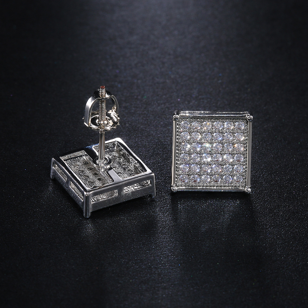 Korean Style Fashion All-match Square Zircon Women's Earrings