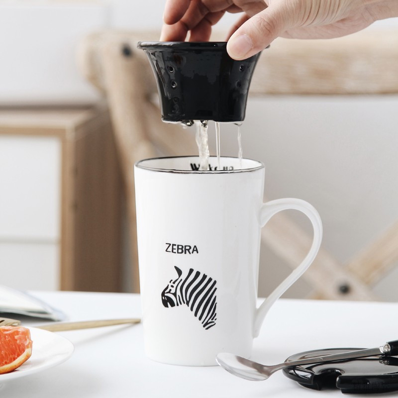 Tea Water Separation And Brewing Ceramic Cup Filter Spoon With Lid