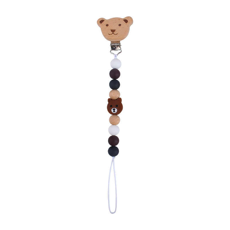 Brown bear pacifier chain