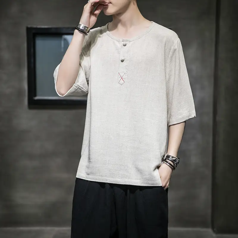Tang Suit Linen Short-Sleeved T-Shirt