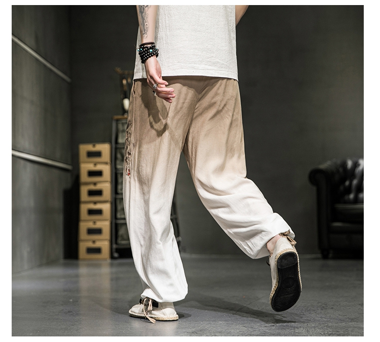 Title 5, Gradient Cotton And Linen Wide-leg Pants