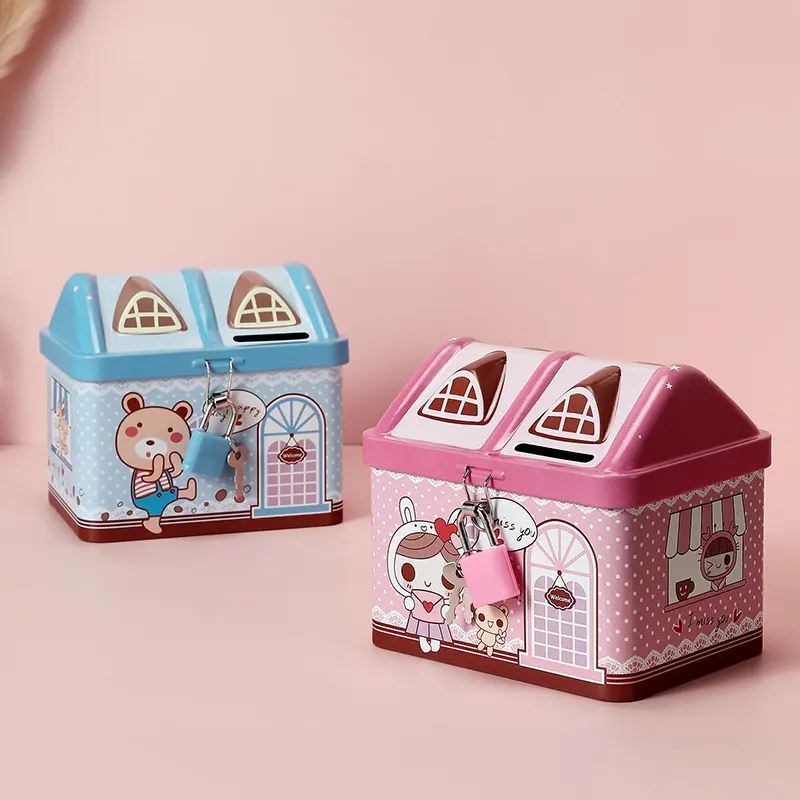 Piggy Bank House Shape Tinplate