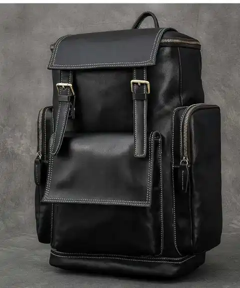 Retro Crazy Horse Leather Mens Backpack Male Computer Bag