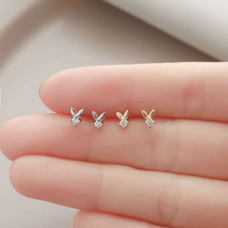 Mini Cute Bunny Earrings In Sterling Silver