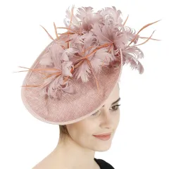 Horse Racing Festival Fashion High-End Top Hat Hair Accessories Aristocratic Ladies Feather Hat Hair Accessories Hairpin - Leather Pink - View 1