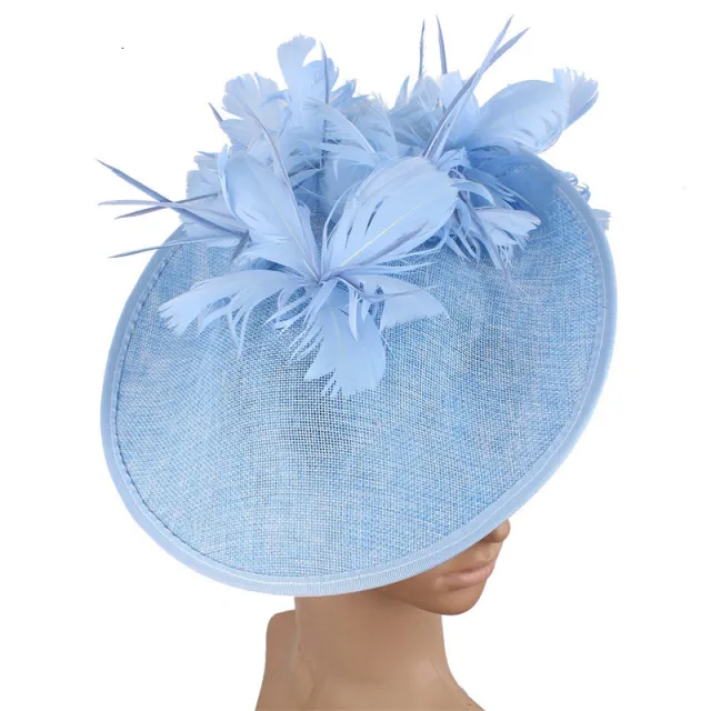 Horse Racing Festival Fashion High End Top Hat Hair Accessories Aristocratic Ladies Feather Hat Hair Accessories Hairpin Light Blue - Shop at LoveMi