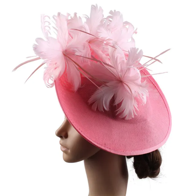 Horse Racing Festival Fashion High End Top Hat Hair Accessories Aristocratic Ladies Feather Hat Hair Accessories Hairpin Pink - Shop at LoveMi
